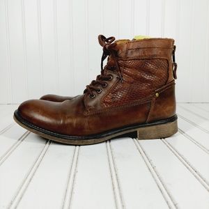 Steve Madden P-Quays Brown Leather Lizard Embossed Chukka Boots D122